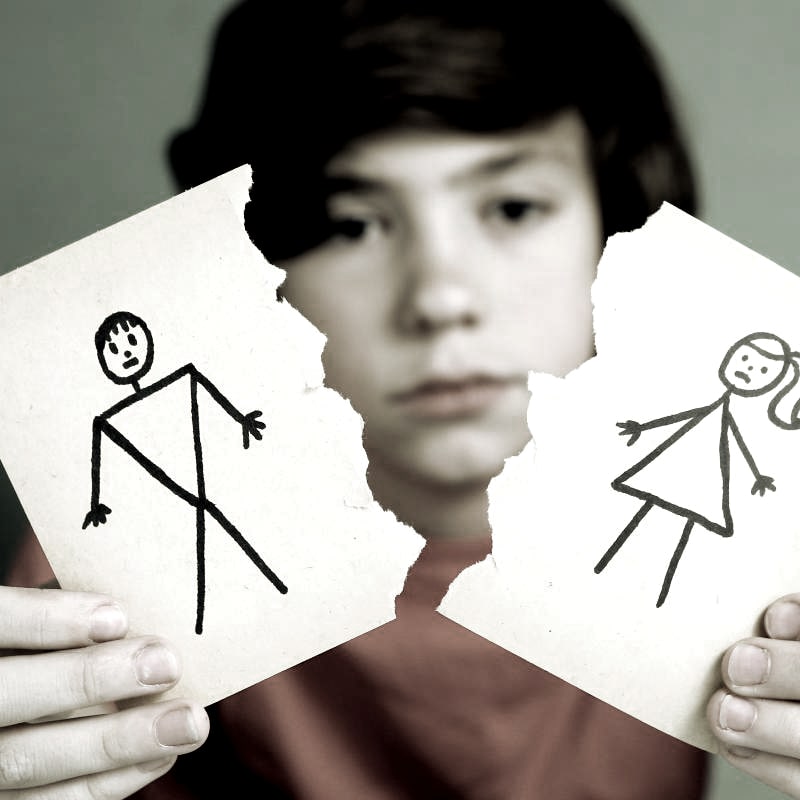 Boy Holding Paper Parents Divorcing Min