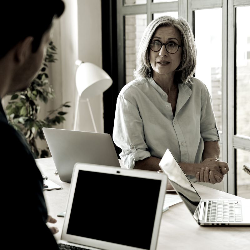 A Woman Talking To Mediators Thumbnail