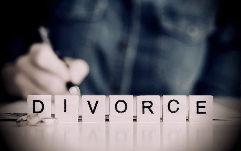 a word divorce on blocks of wood